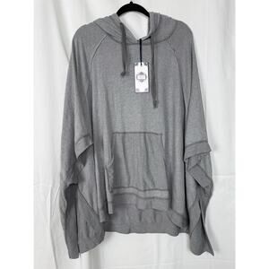 Tempo Paris Womens Gray Oversized Hooded Top Made in Italy One Size